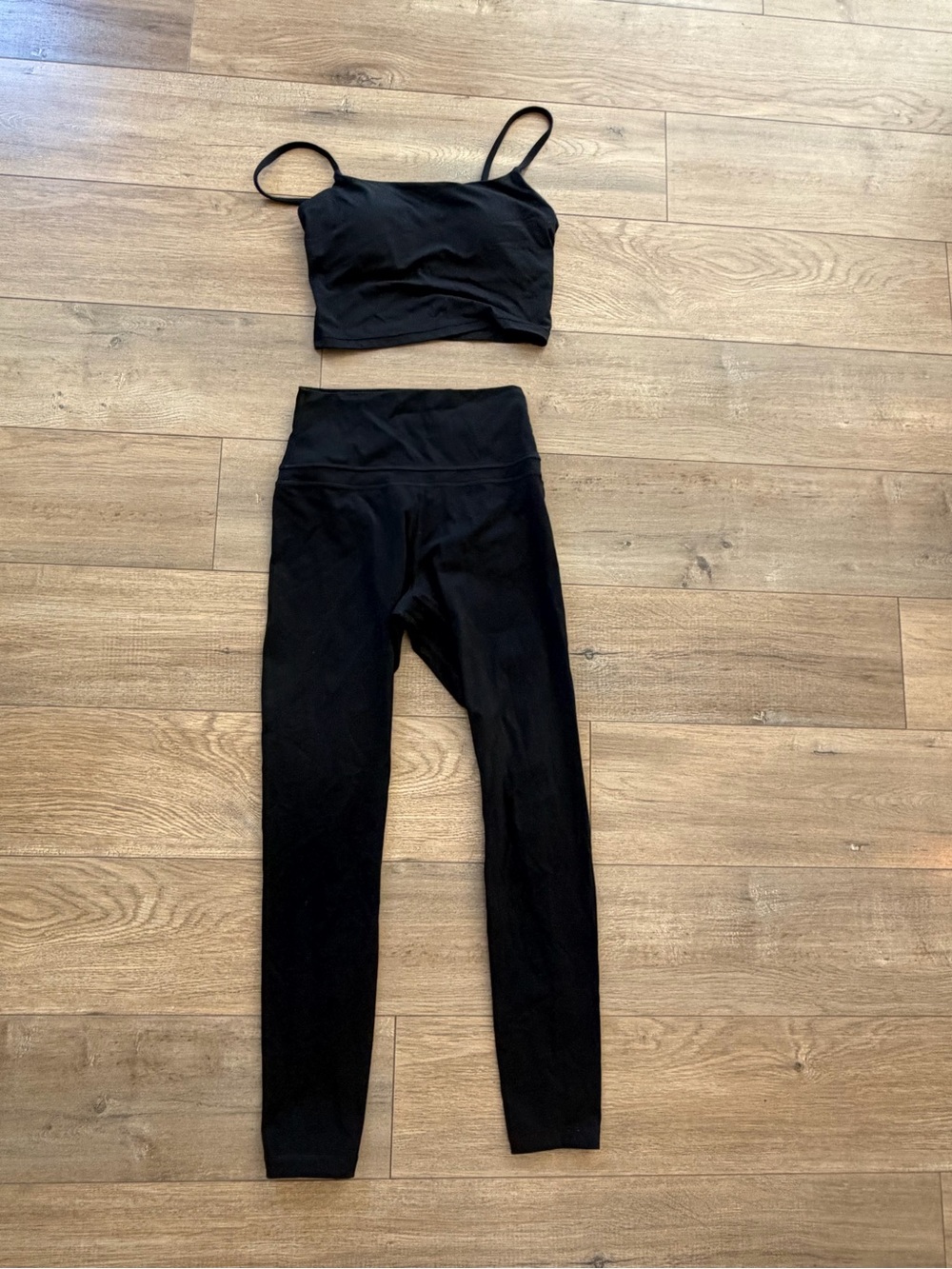 CRZ YOGA Black High-Waist Leggings with Matching Crop Tank